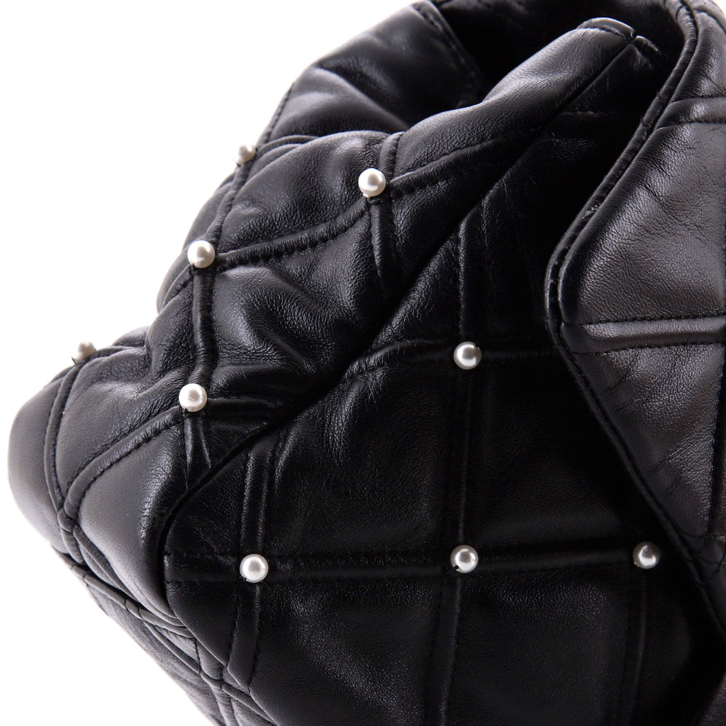 CC Flap Bag Pearl Studded Quilted Lambskin Medium