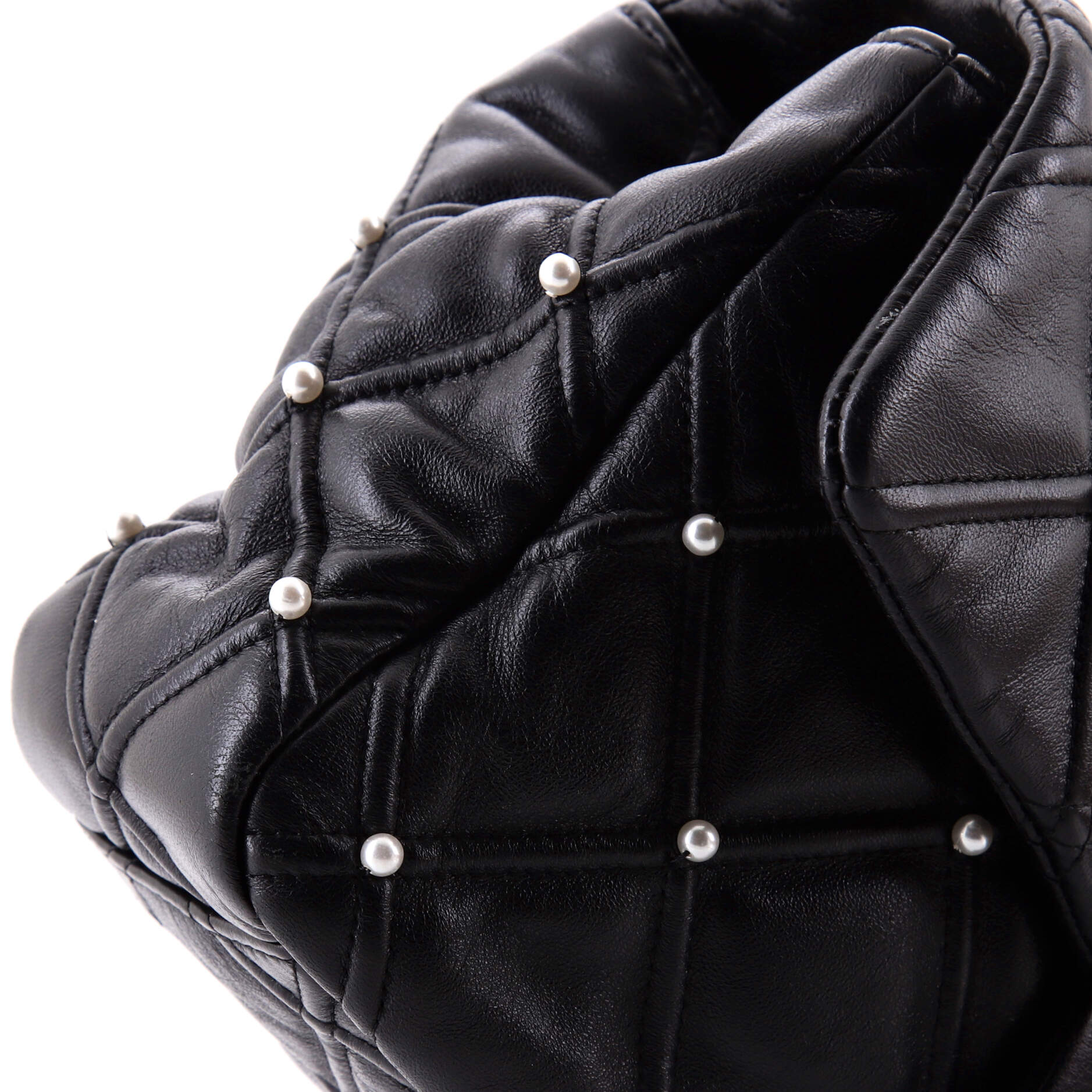 CC Flap Bag Pearl Studded Quilted Lambskin Medium