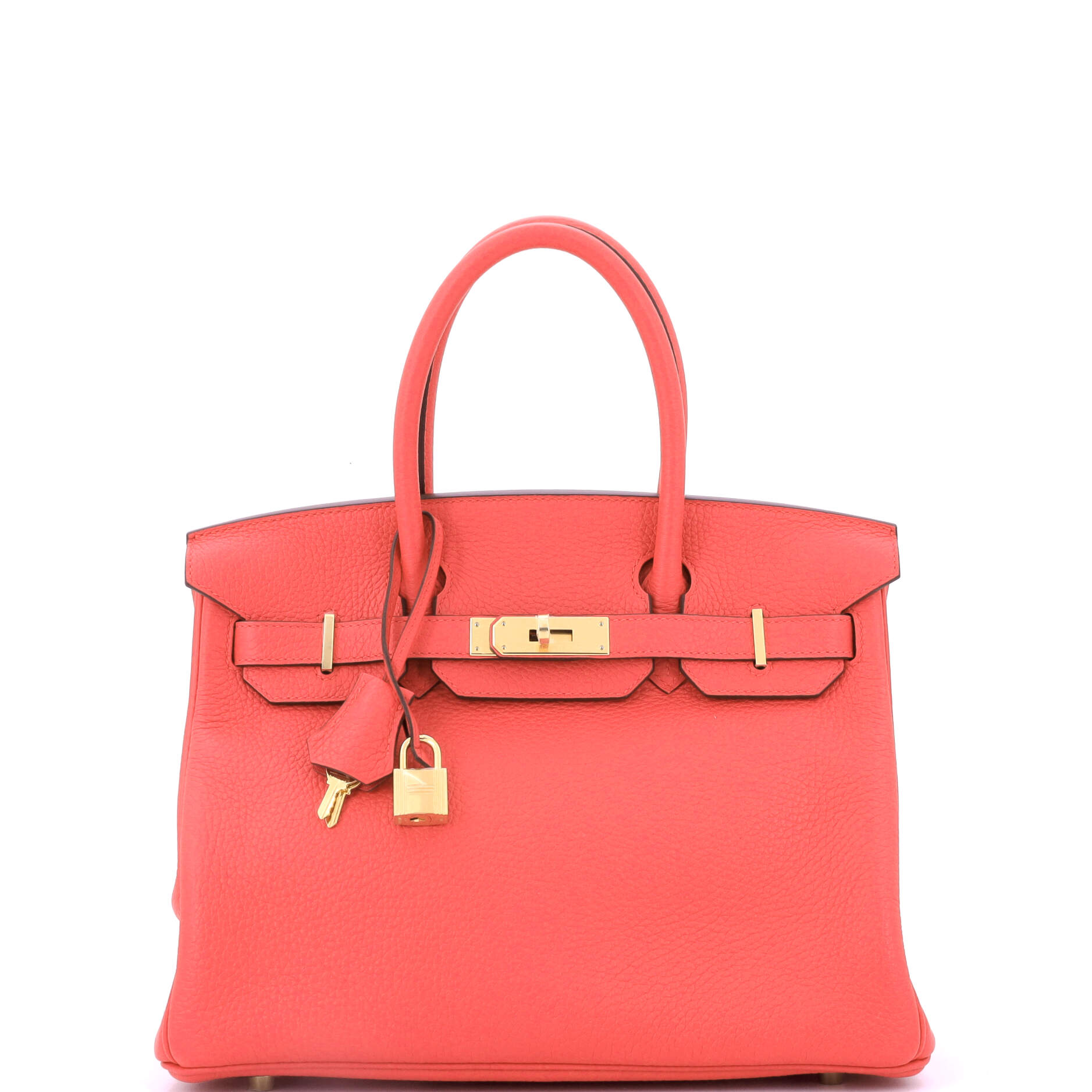 Birkin Handbag Rose Jaipur Clemence with Gold Hardware 30