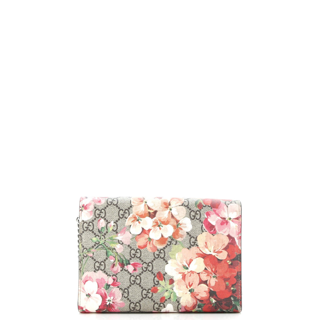Dionysus Chain Wallet Blooms Print GG Coated Canvas Small