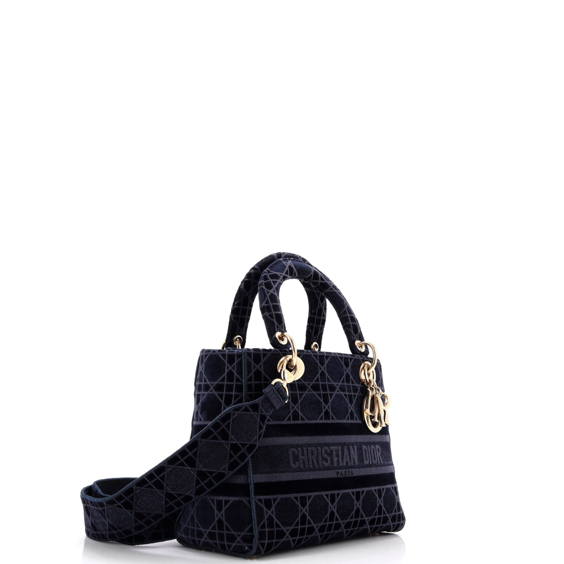 Lady D-Lite Bag Cannage Embroidered Velvet Medium