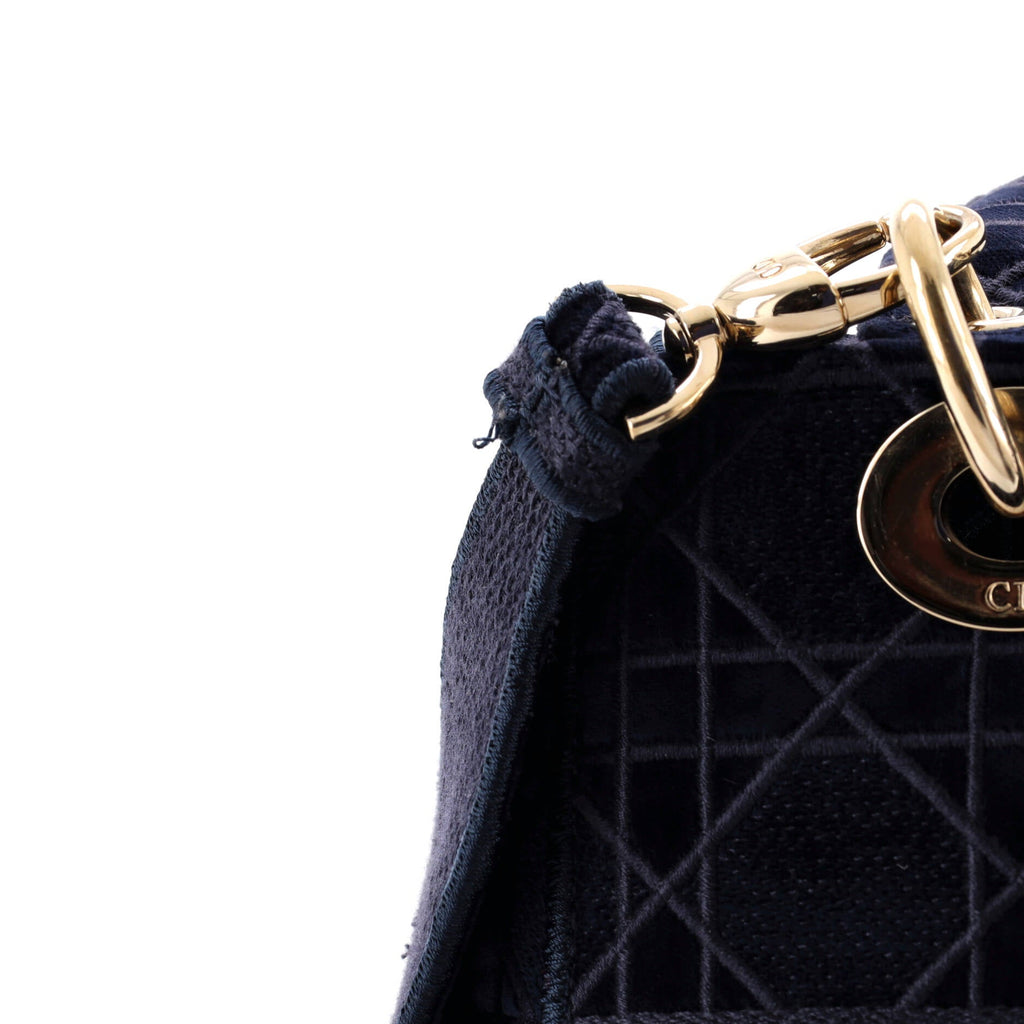 Lady D-Lite Bag Cannage Embroidered Velvet Medium