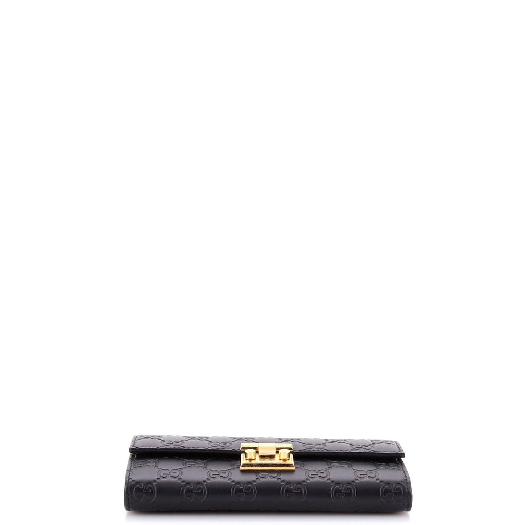 Padlock Continental Chain Wallet Guccissima Leather Long