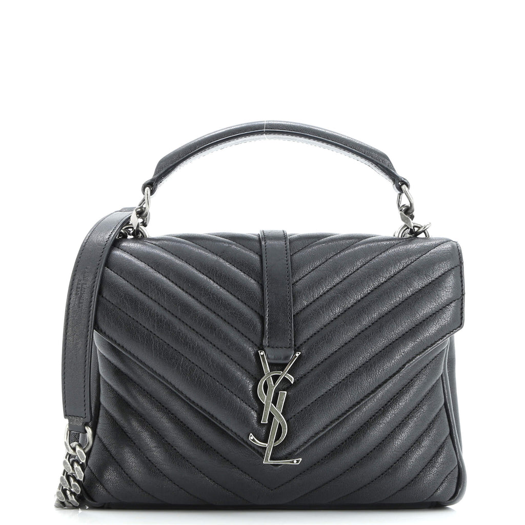 Classic Monogram College Bag Matelasse Chevron Leather Medium