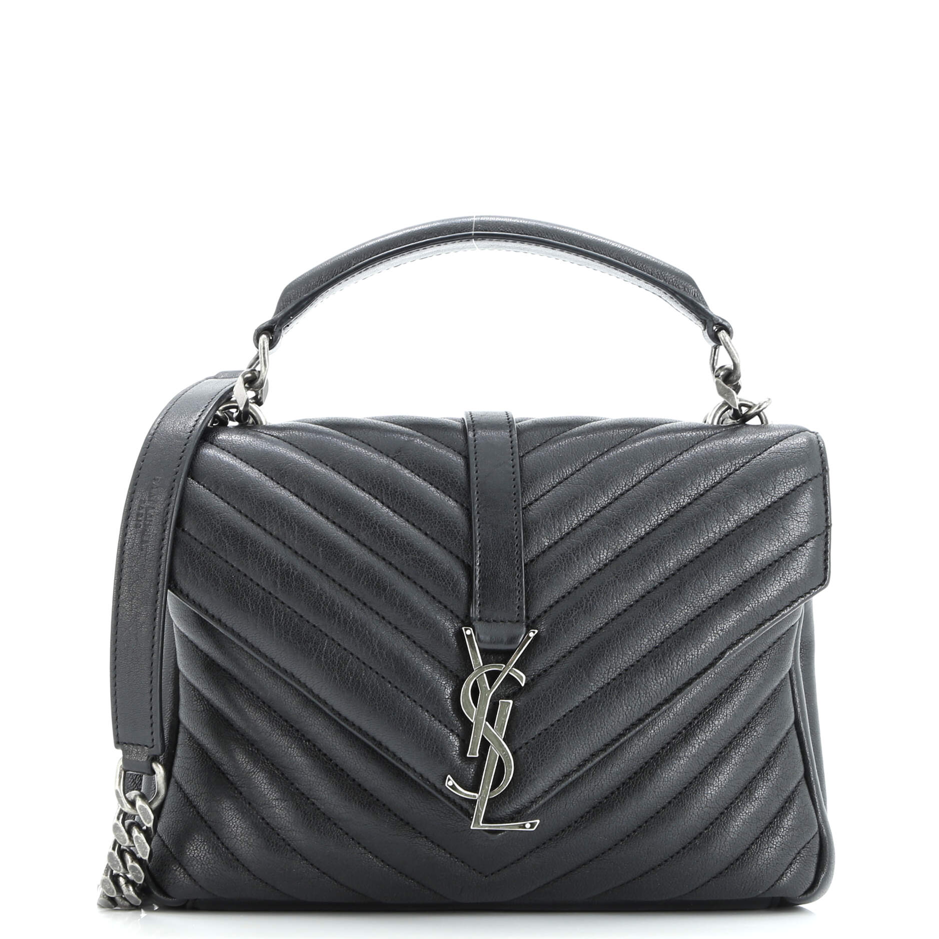 Classic Monogram College Bag Matelasse Chevron Leather Medium