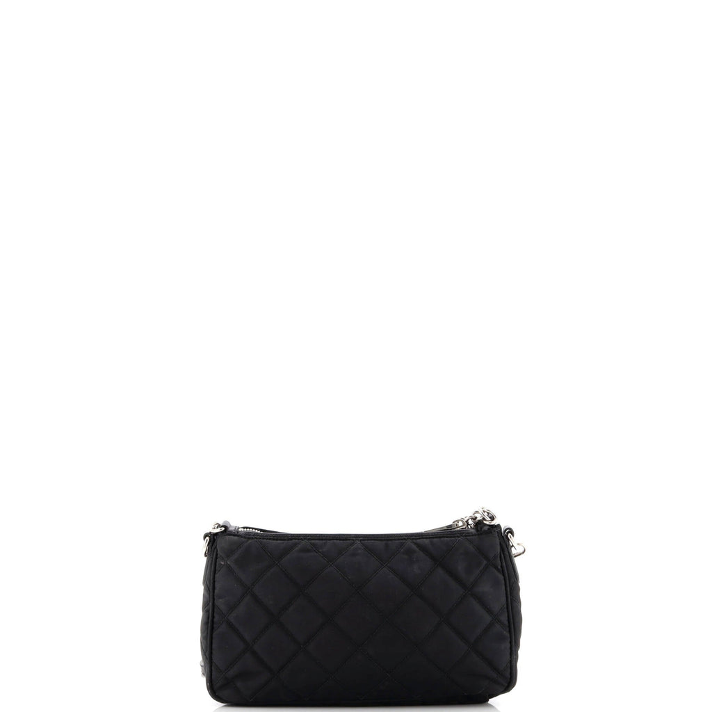 Chain Zip Shoulder Bag Quilted Tessuto Small