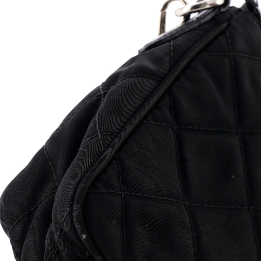 Chain Zip Shoulder Bag Quilted Tessuto Small