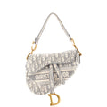 Saddle Handbag Logo Embroidered Oblique Canvas Medium