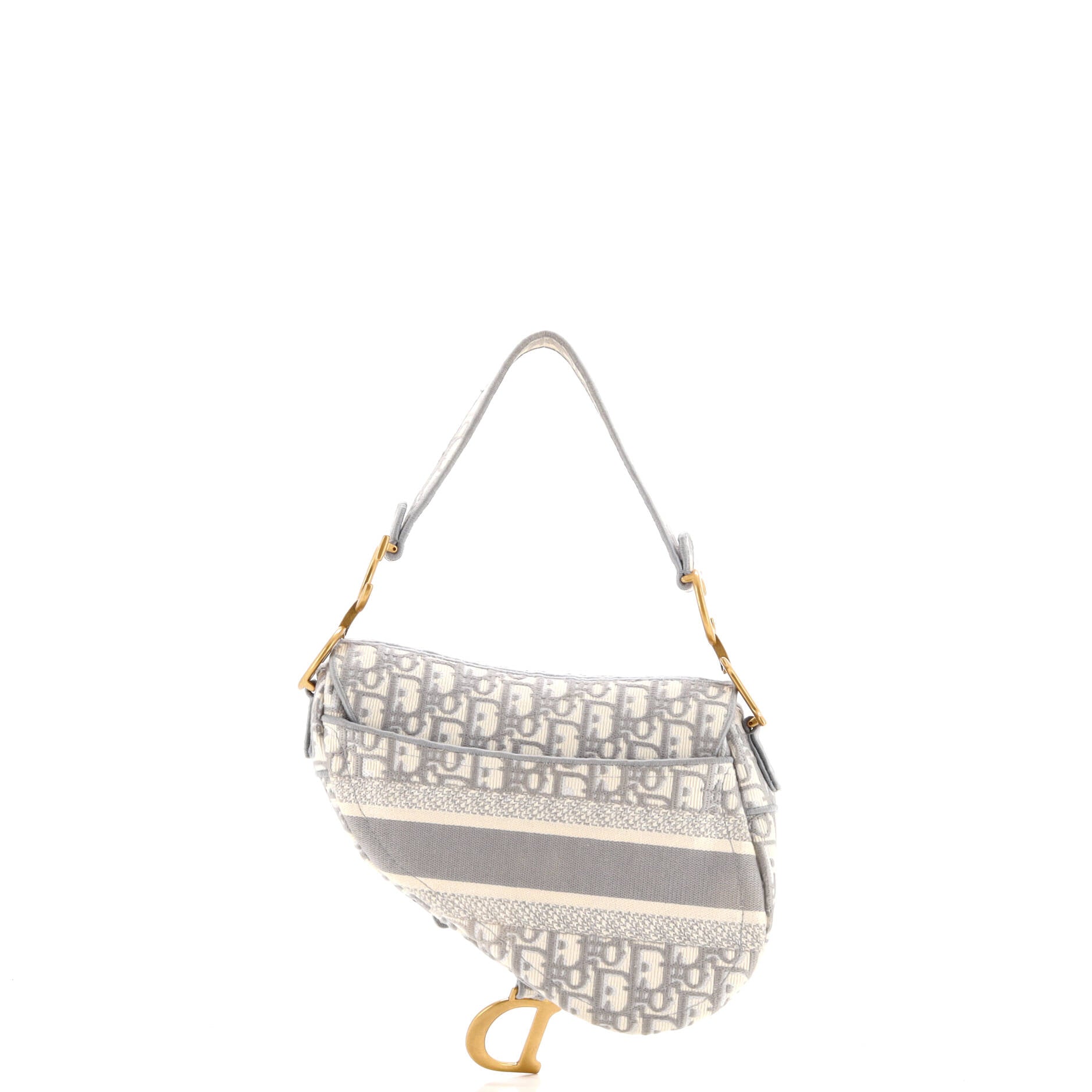 Saddle Handbag Logo Embroidered Oblique Canvas Medium
