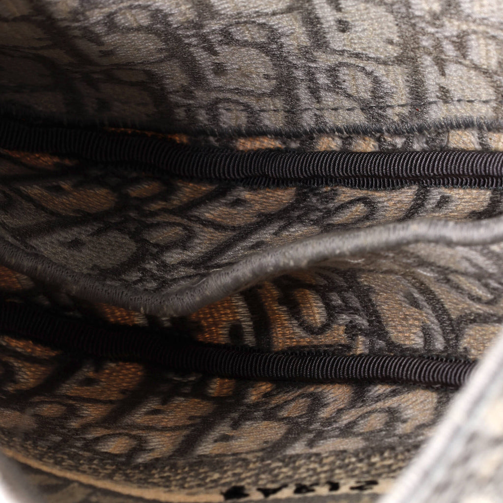 Saddle Handbag Logo Embroidered Oblique Canvas Medium