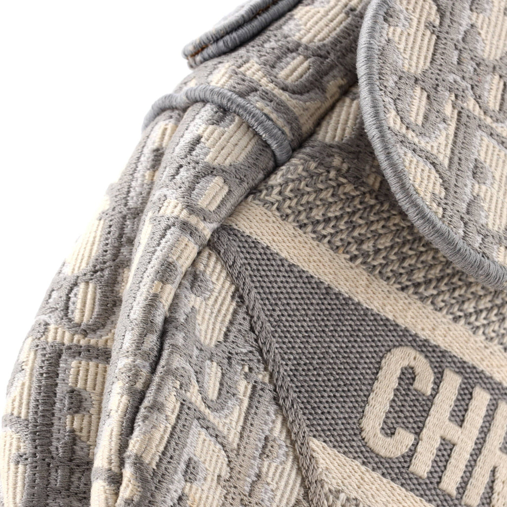 Saddle Handbag Logo Embroidered Oblique Canvas Medium