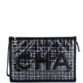 Logo Wristlet Clutch PVC Over Quilted Tweed Large