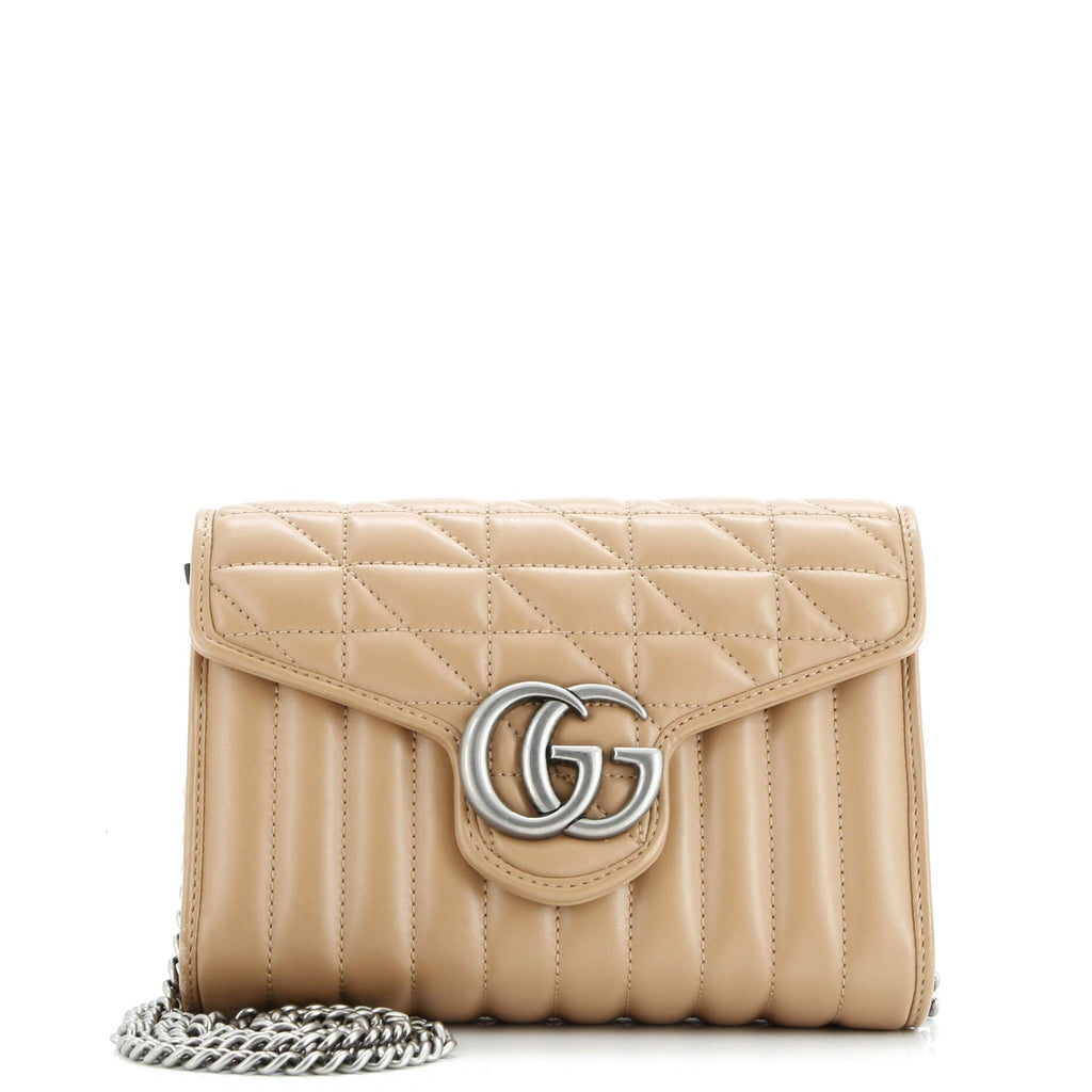 GG Marmont Chain Wallet Mixed Matelasse Leather Mini