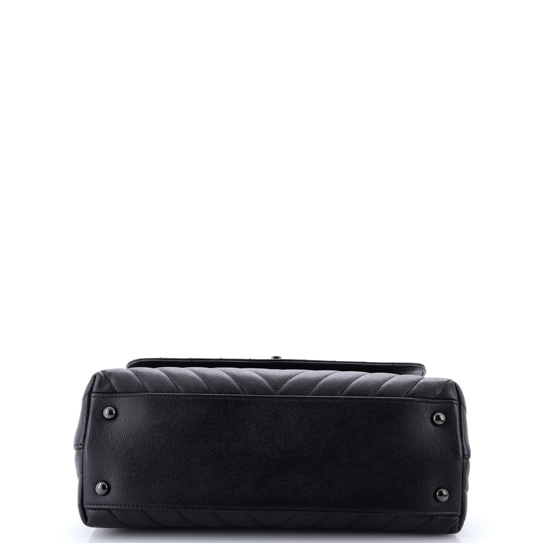 So Black Coco Top Handle Bag Chevron Caviar Small