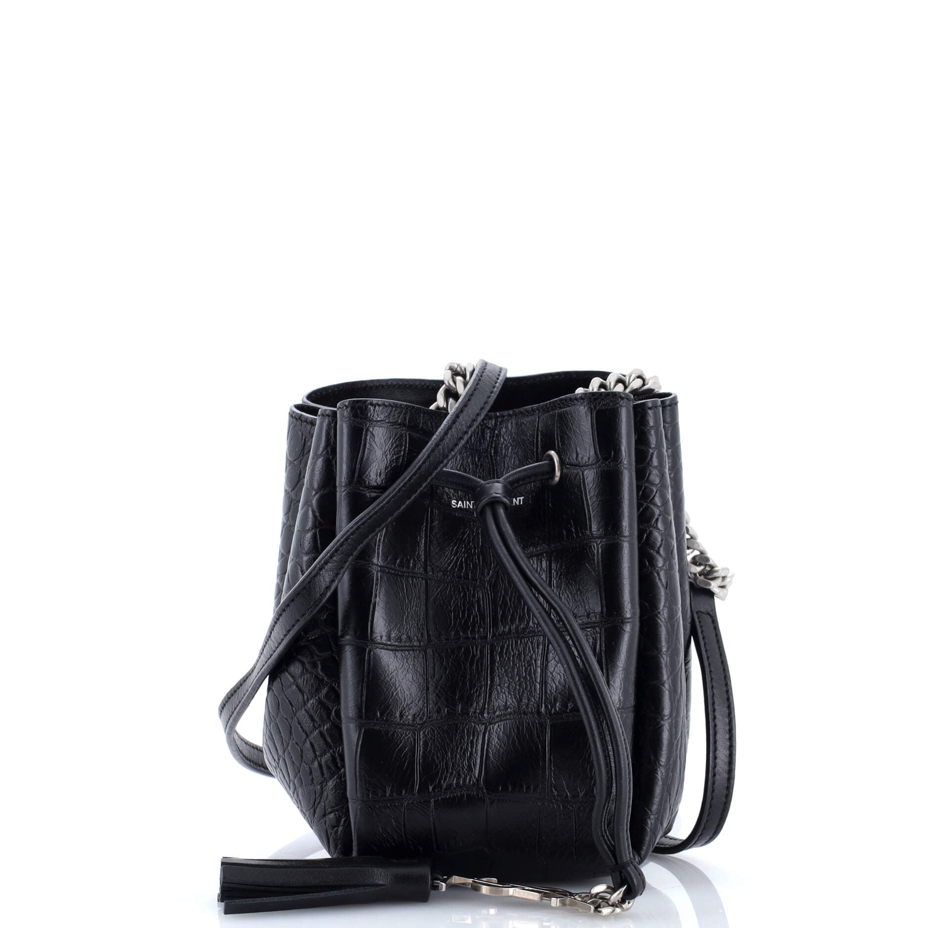 Monogram Bucket Bag Crocodile Embossed Leather Mini