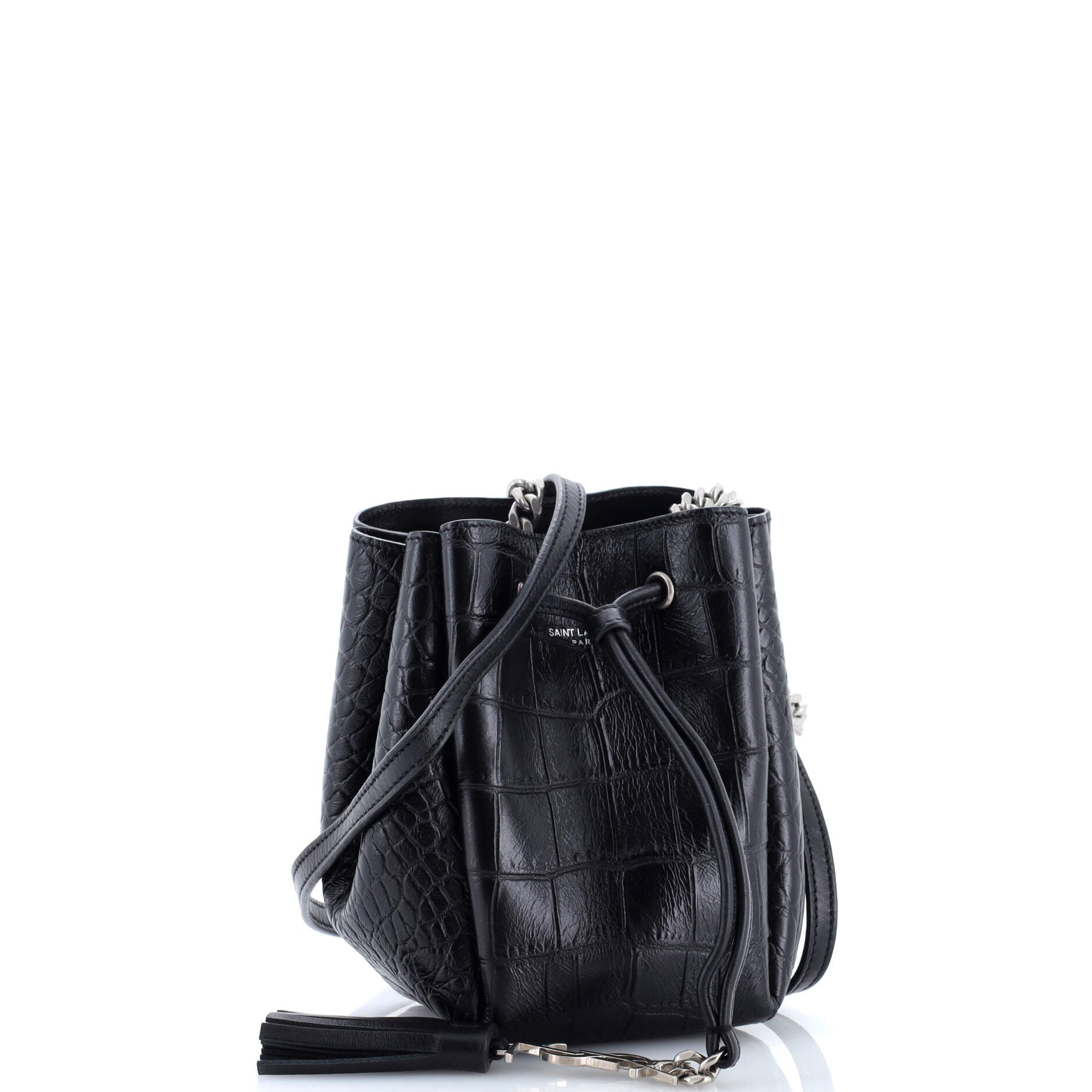 Monogram Bucket Bag Crocodile Embossed Leather Mini