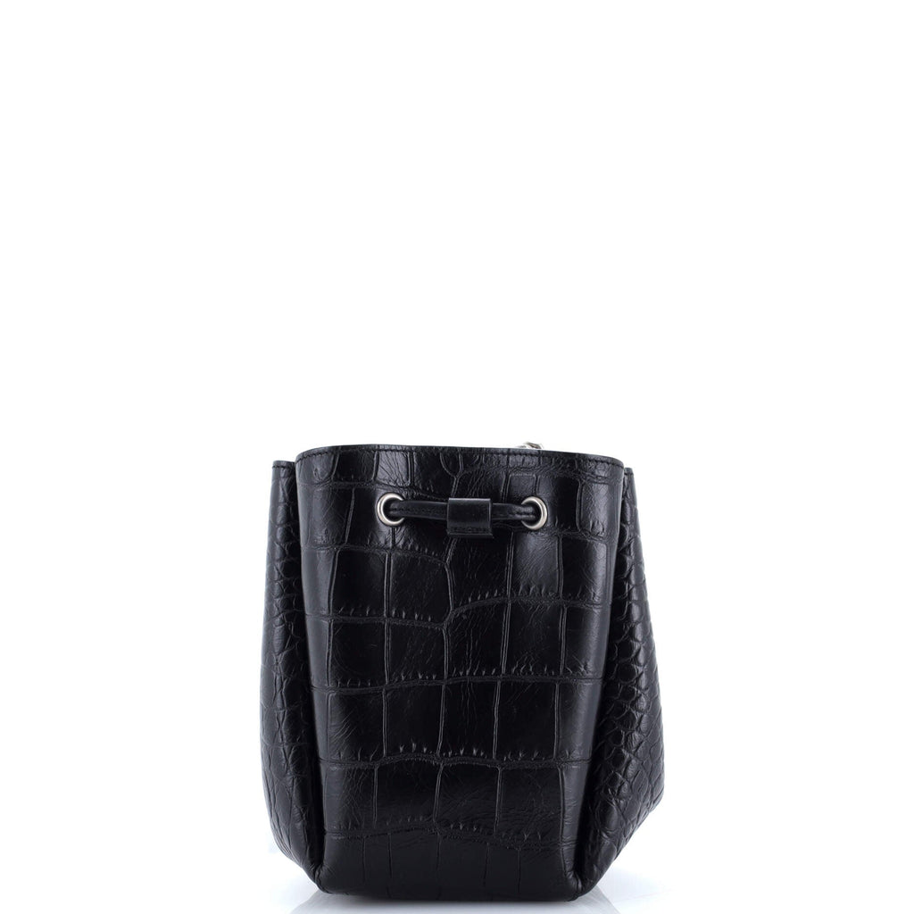 Monogram Bucket Bag Crocodile Embossed Leather Mini