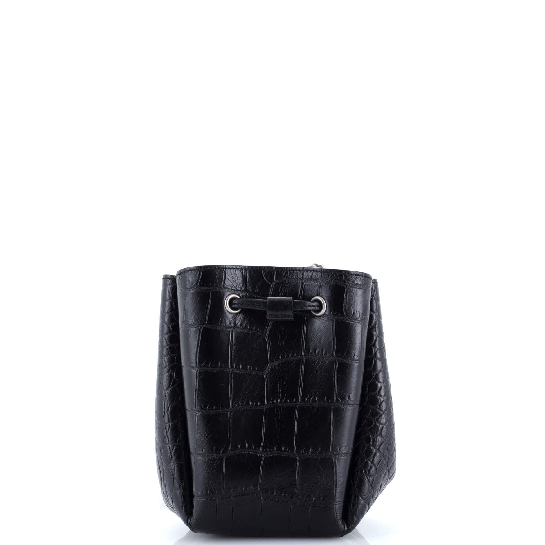 Monogram Bucket Bag Crocodile Embossed Leather Mini
