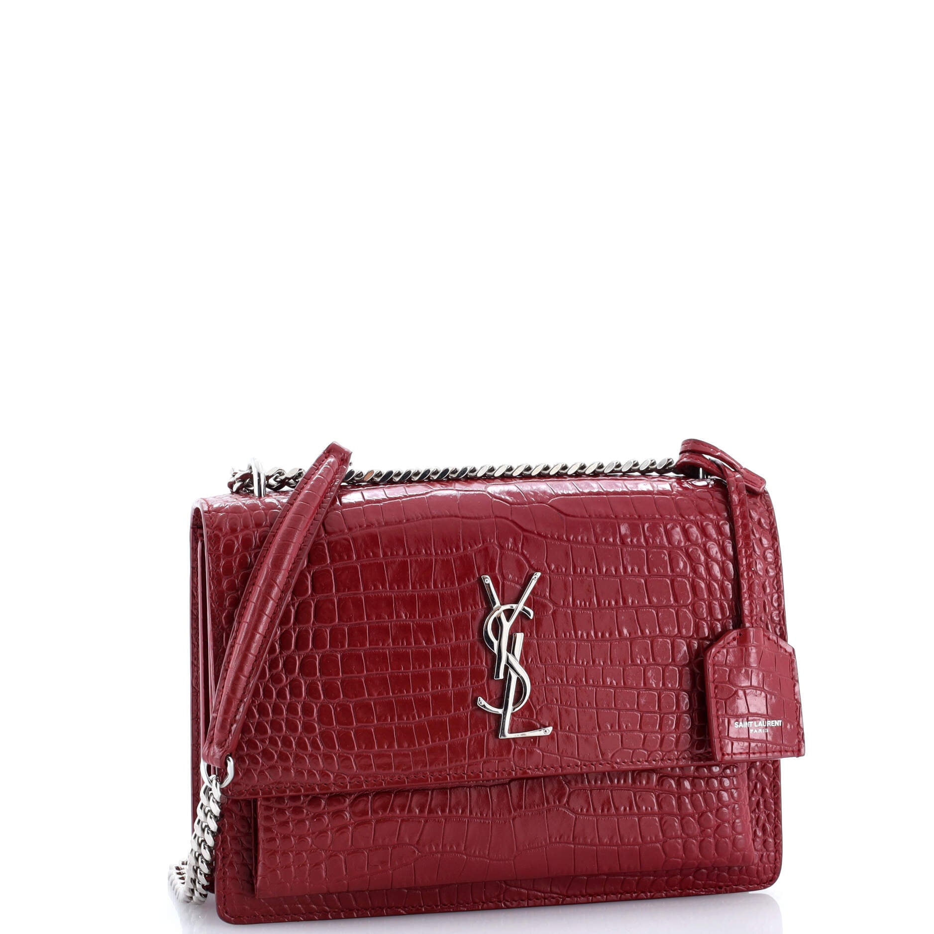 Sunset Crossbody Bag Crocodile Embossed Leather Medium
