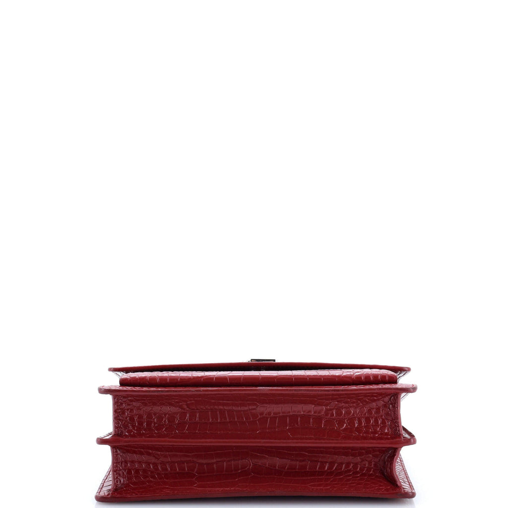 Sunset Crossbody Bag Crocodile Embossed Leather Medium