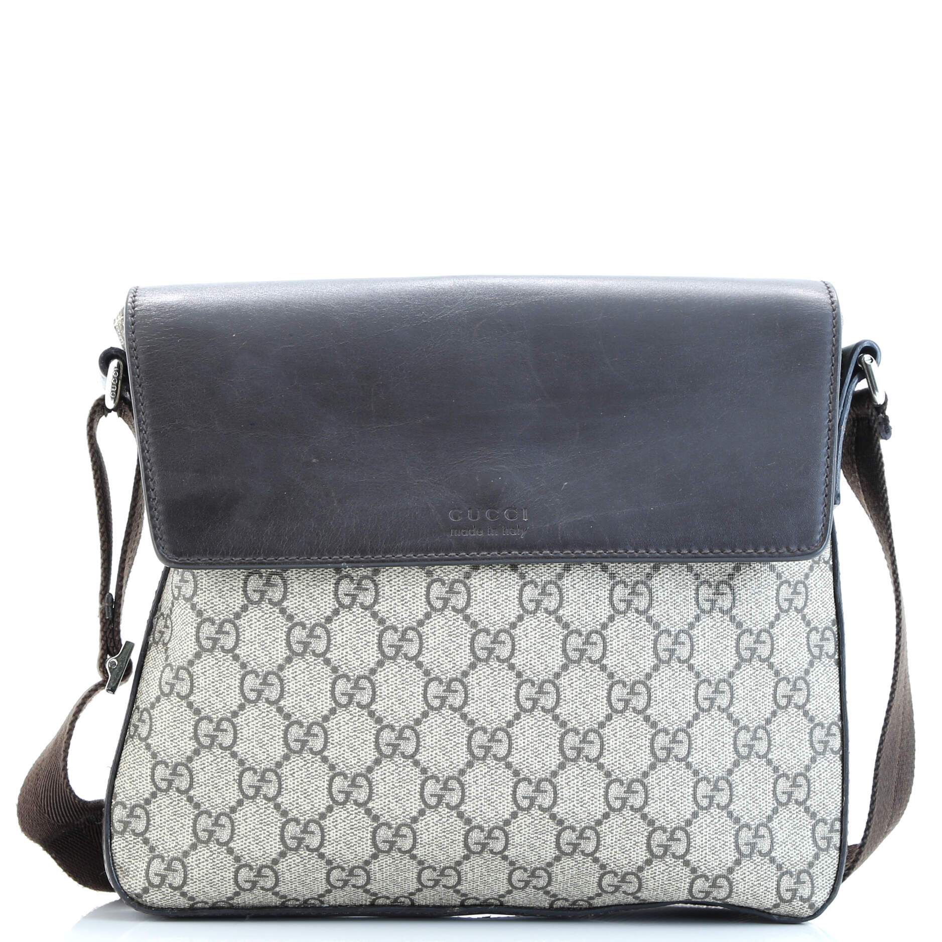 Flap Messenger Bag GG Coated Canvas with Leather Medium
