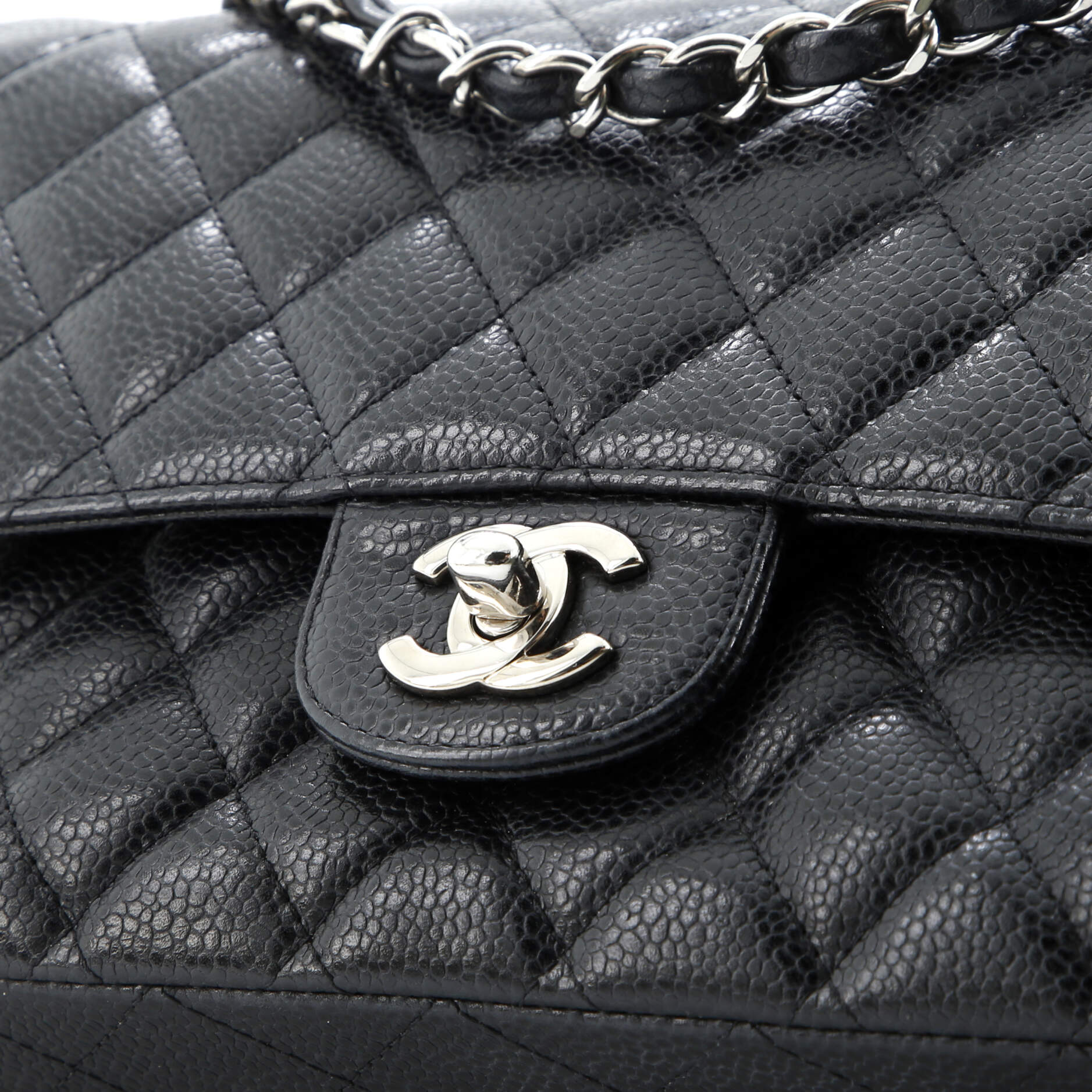 Classic Double Flap Bag Quilted Caviar Medium