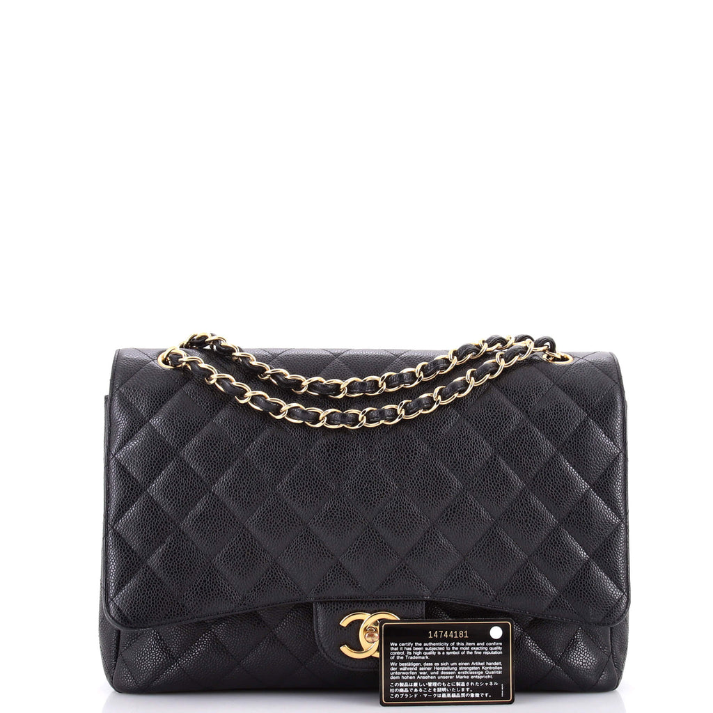 Classic Double Flap Bag Quilted Caviar Maxi
