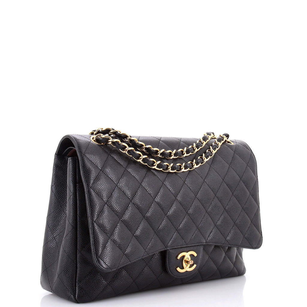 Classic Double Flap Bag Quilted Caviar Maxi