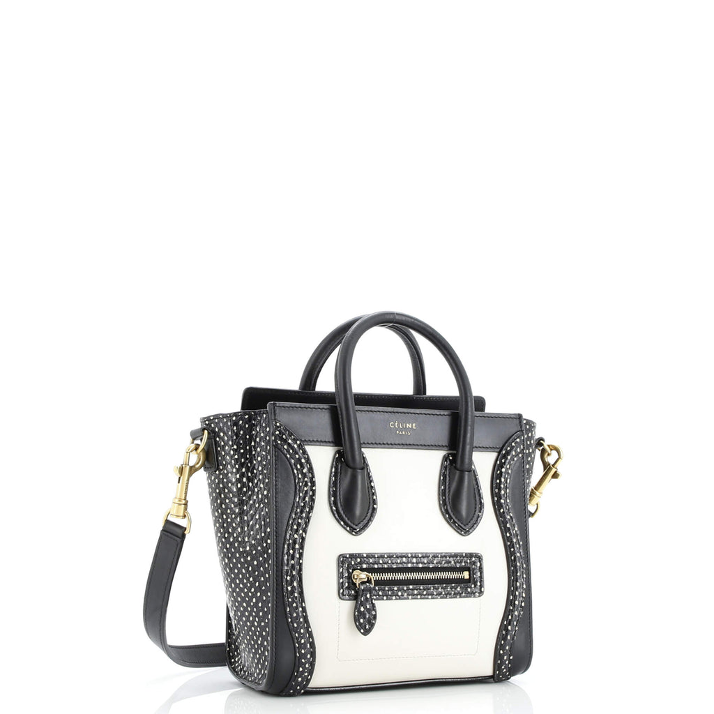 Tricolor Luggage Bag Python and Leather Nano