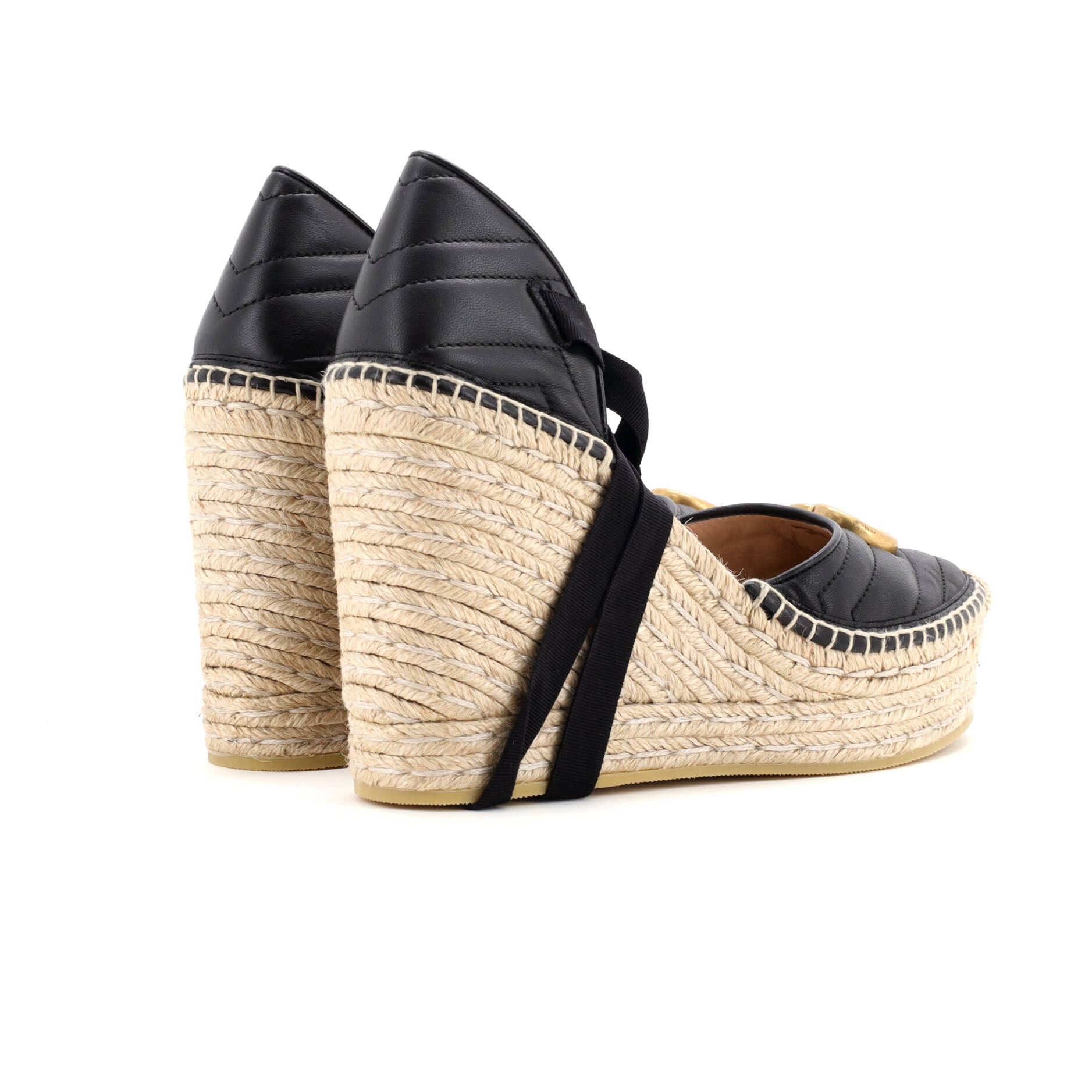 Women's GG Marmont Wedge Espadrilles Matelasse Leather