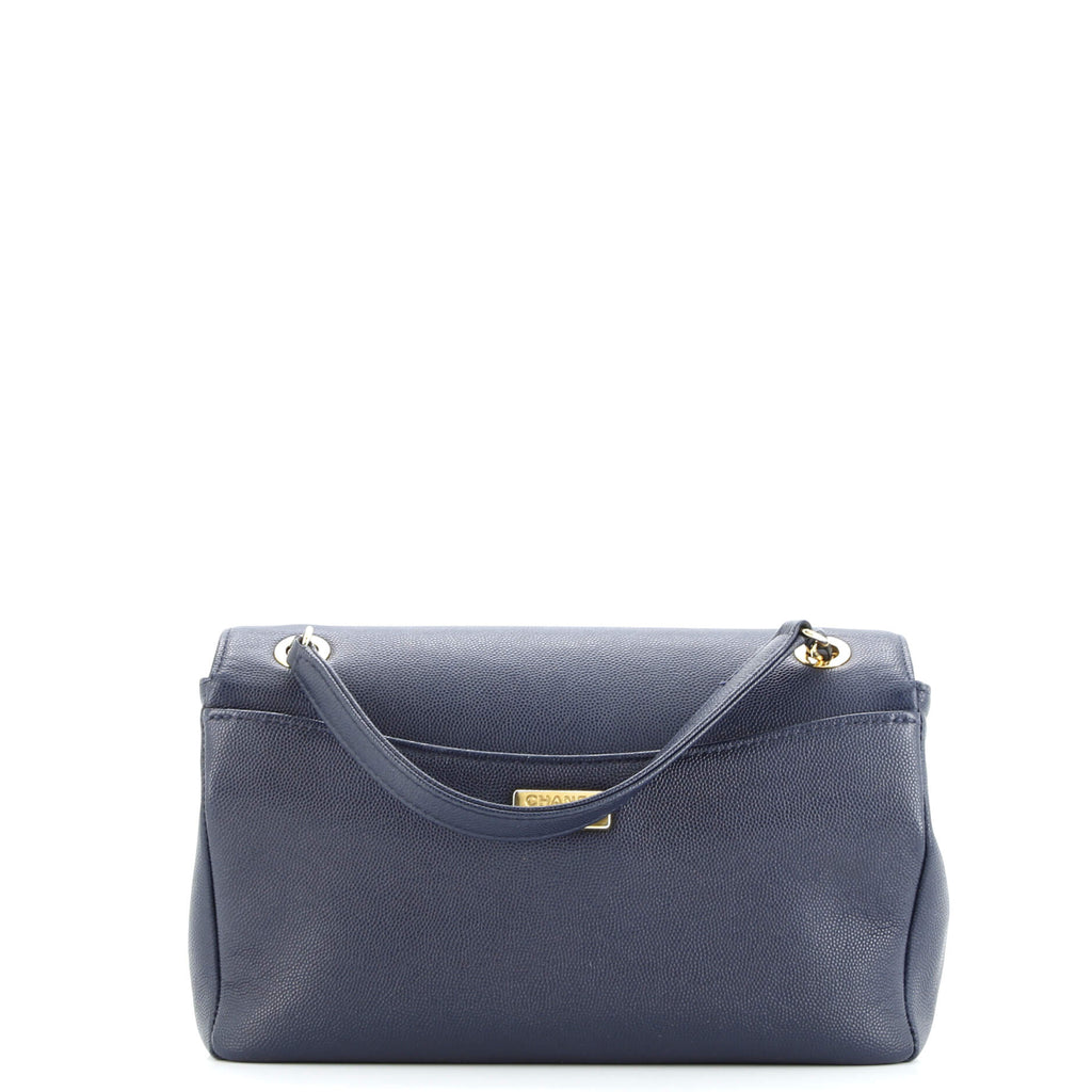 Captain Gold Flap Bag Embroidered Caviar Medium
