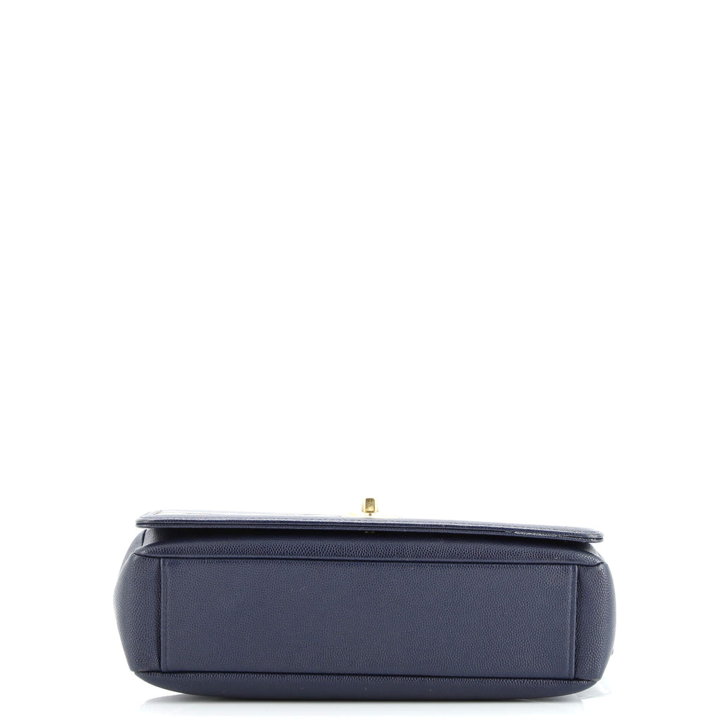 Captain Gold Flap Bag Embroidered Caviar Medium