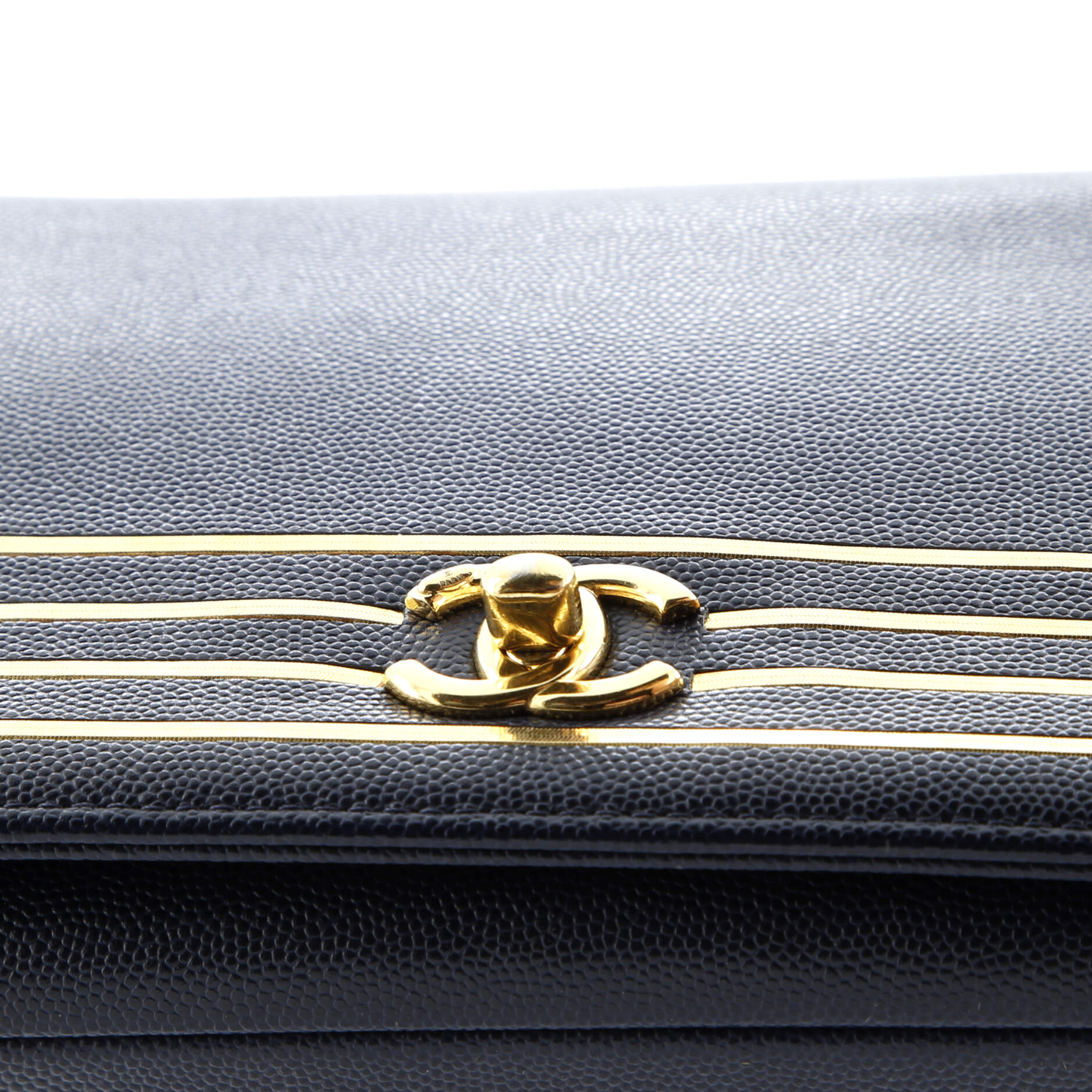 Captain Gold Flap Bag Embroidered Caviar Medium