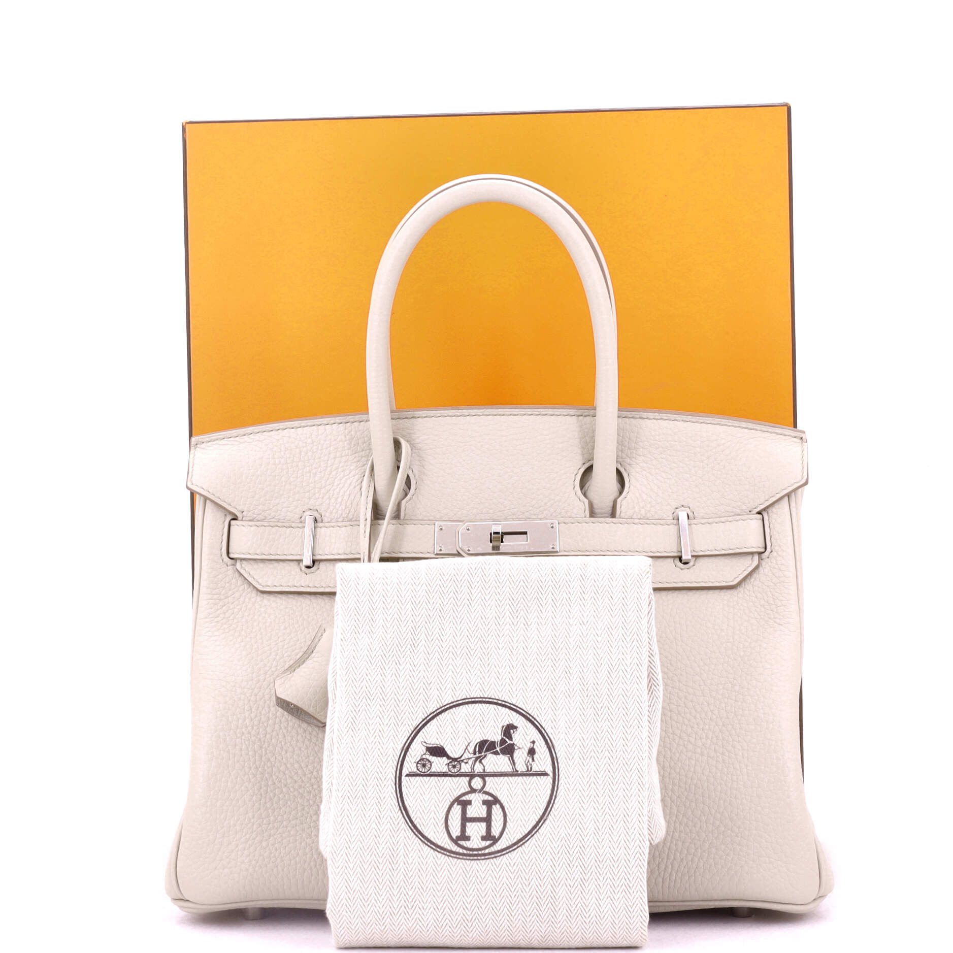 Birkin Handbag Light Clemence with Palladium Hardware 30