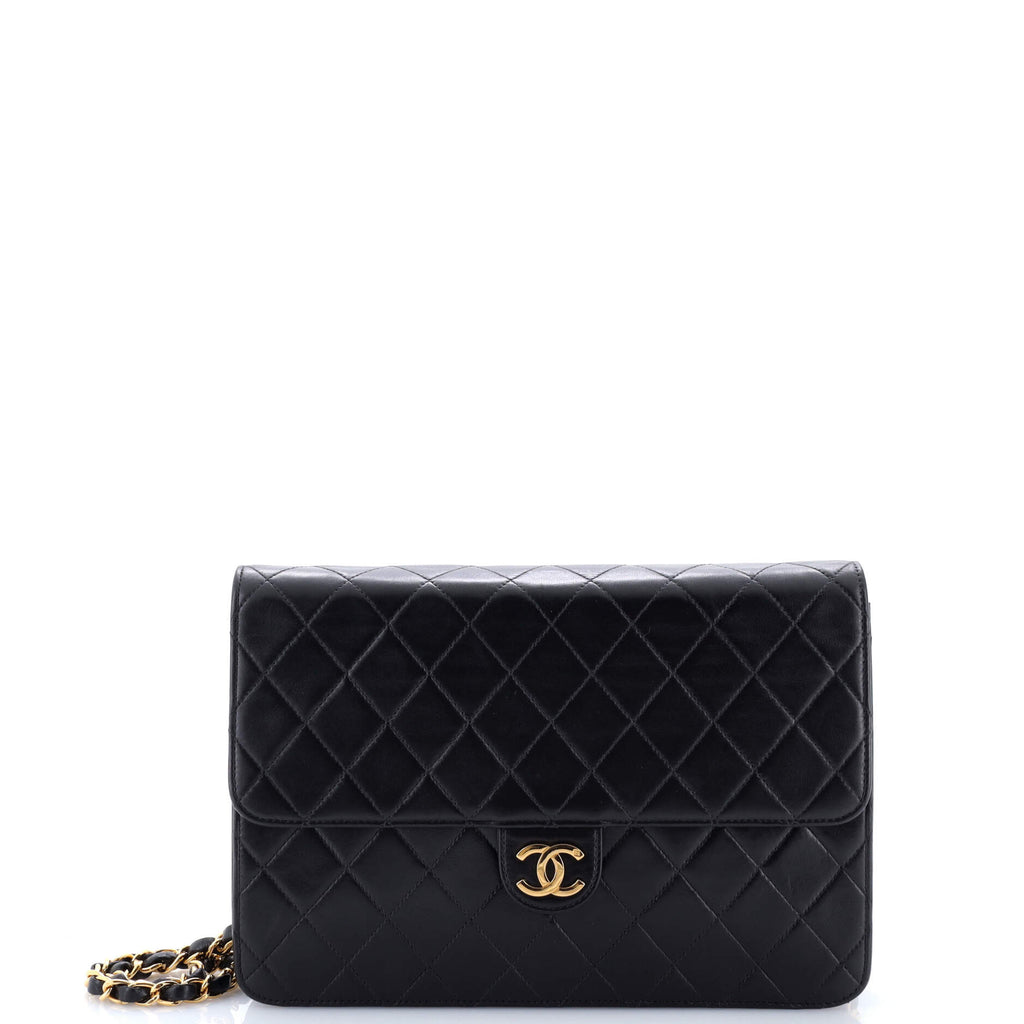 Vintage Clutch with Chain Quilted Leather Medium