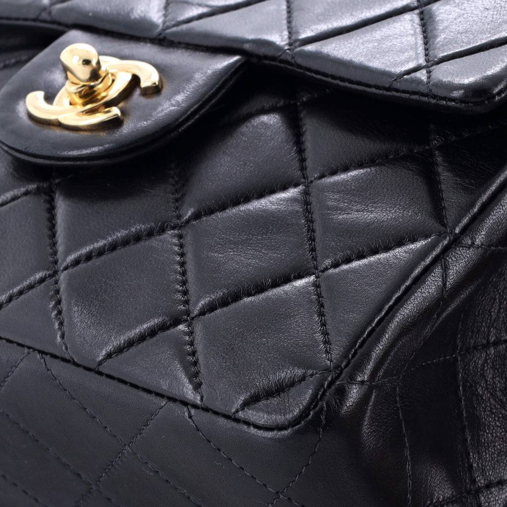 Vintage Square Classic Single Flap Bag Quilted Lambskin Mini