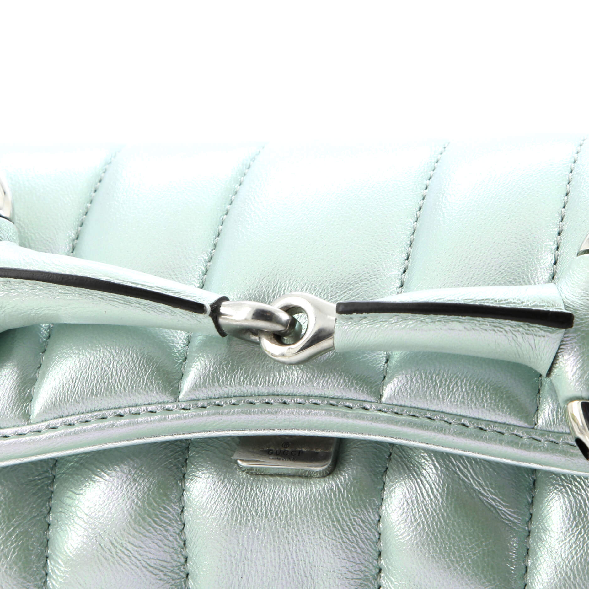Horsebit Chain Shoulder Bag Vertical Quilted Leather Small