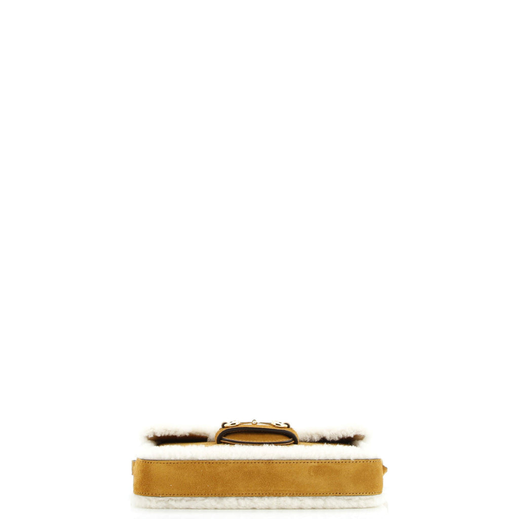 Horsebit 1955 Shoulder Bag Suede with Shearling Mini