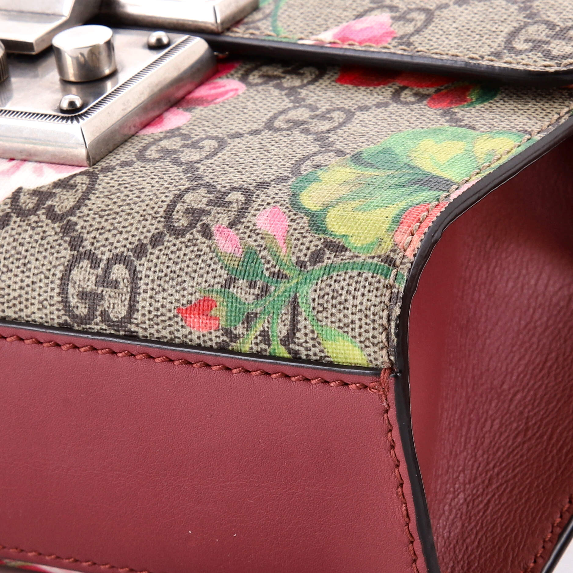 Padlock Shoulder Bag Blooms Print GG Coated Canvas Small