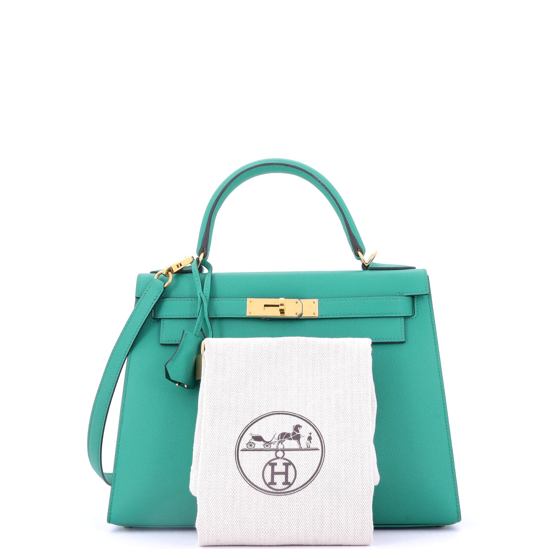 Kelly Handbag Vert Verone Epsom with Gold Hardware 28