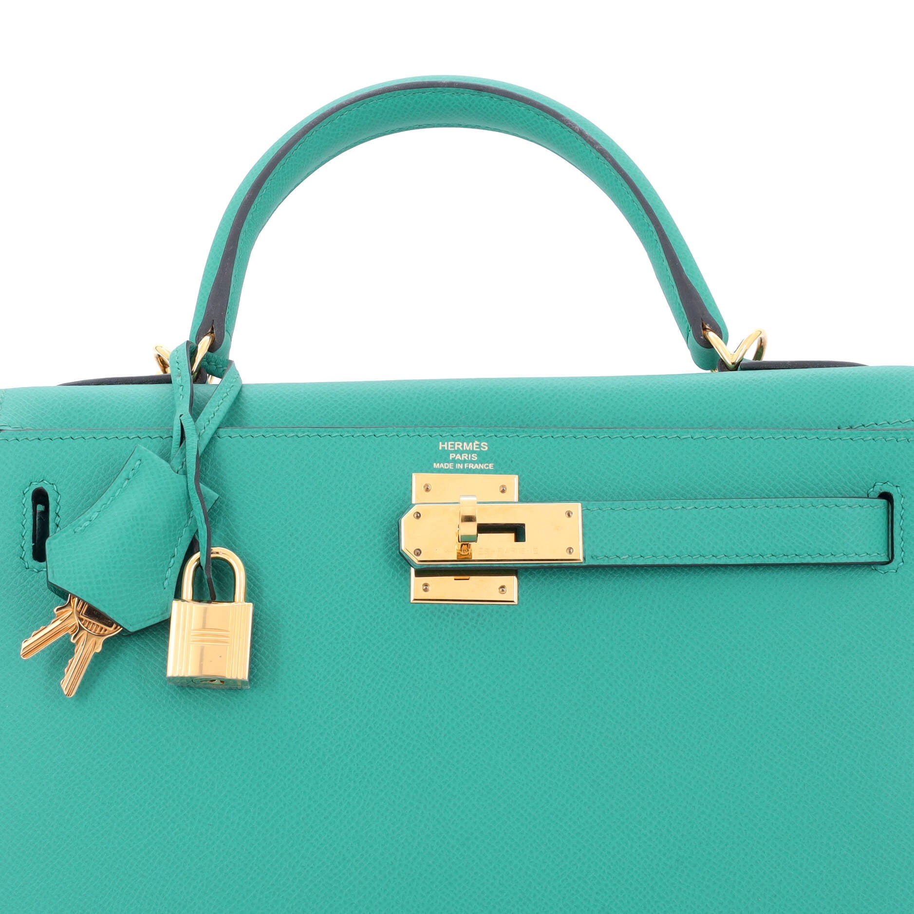 Kelly Handbag Vert Verone Epsom with Gold Hardware 28