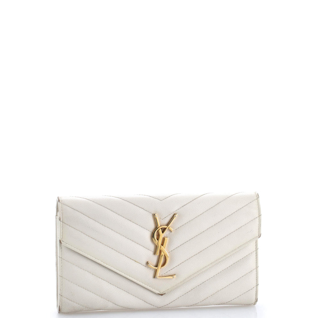Classic Monogram Flap Wallet Matelasse Chevron Leather Large