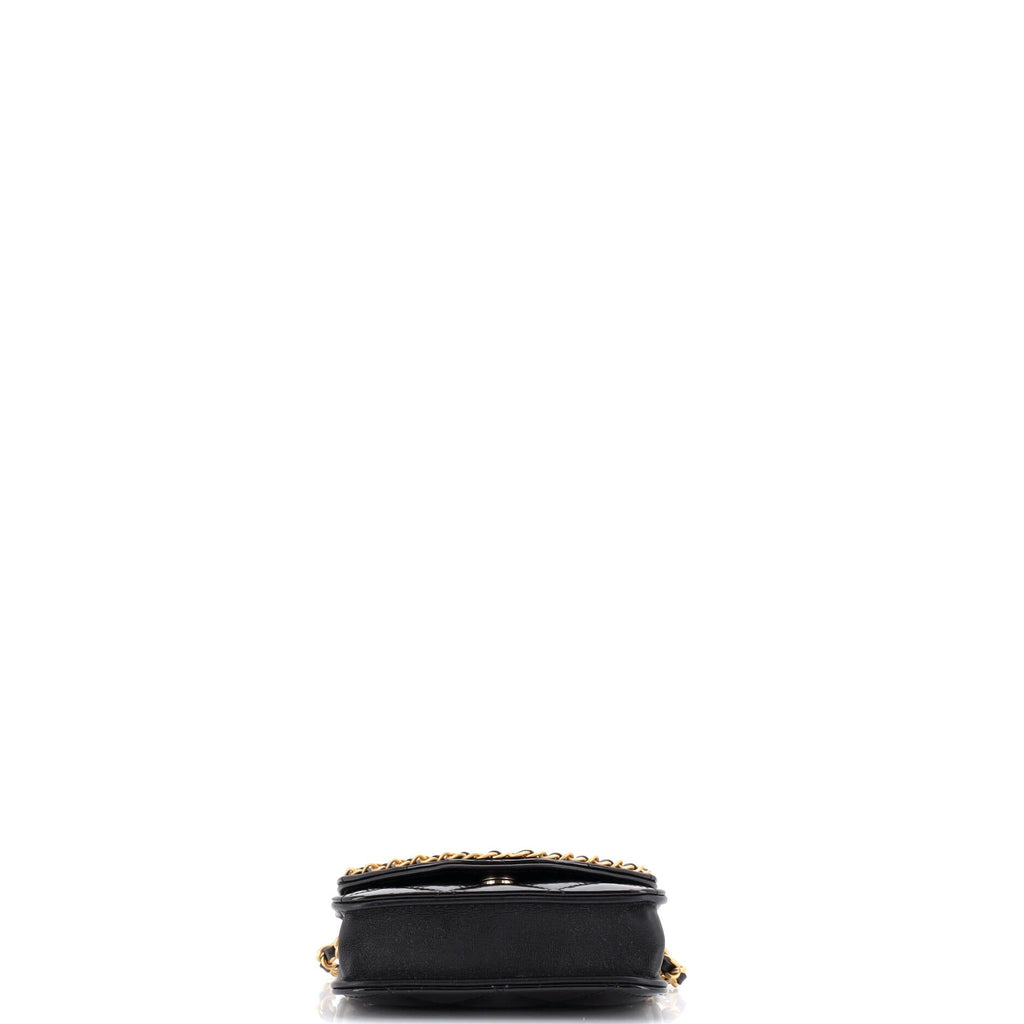 Heart Chain Flap Bag Quilted Patent Mini