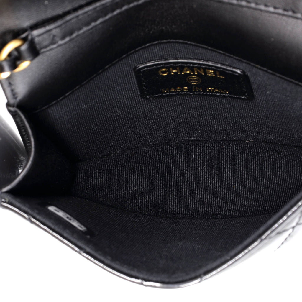 Heart Chain Flap Bag Quilted Patent Mini