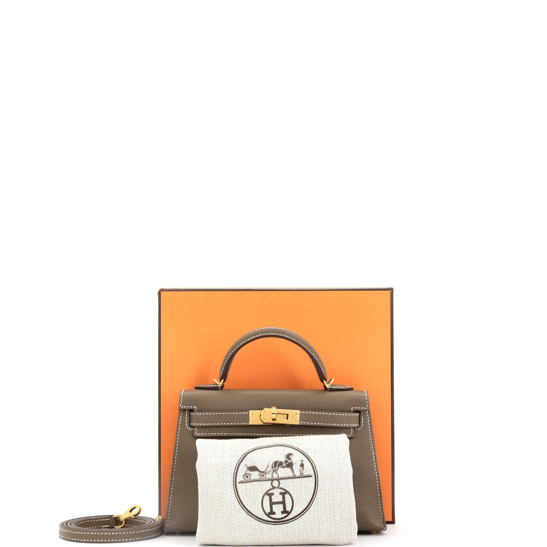 Kelly Mini II Bag Grey Epsom with Gold Hardware 20