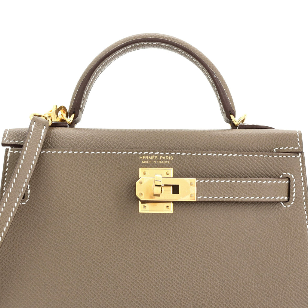 Kelly Mini II Bag Grey Epsom with Gold Hardware 20