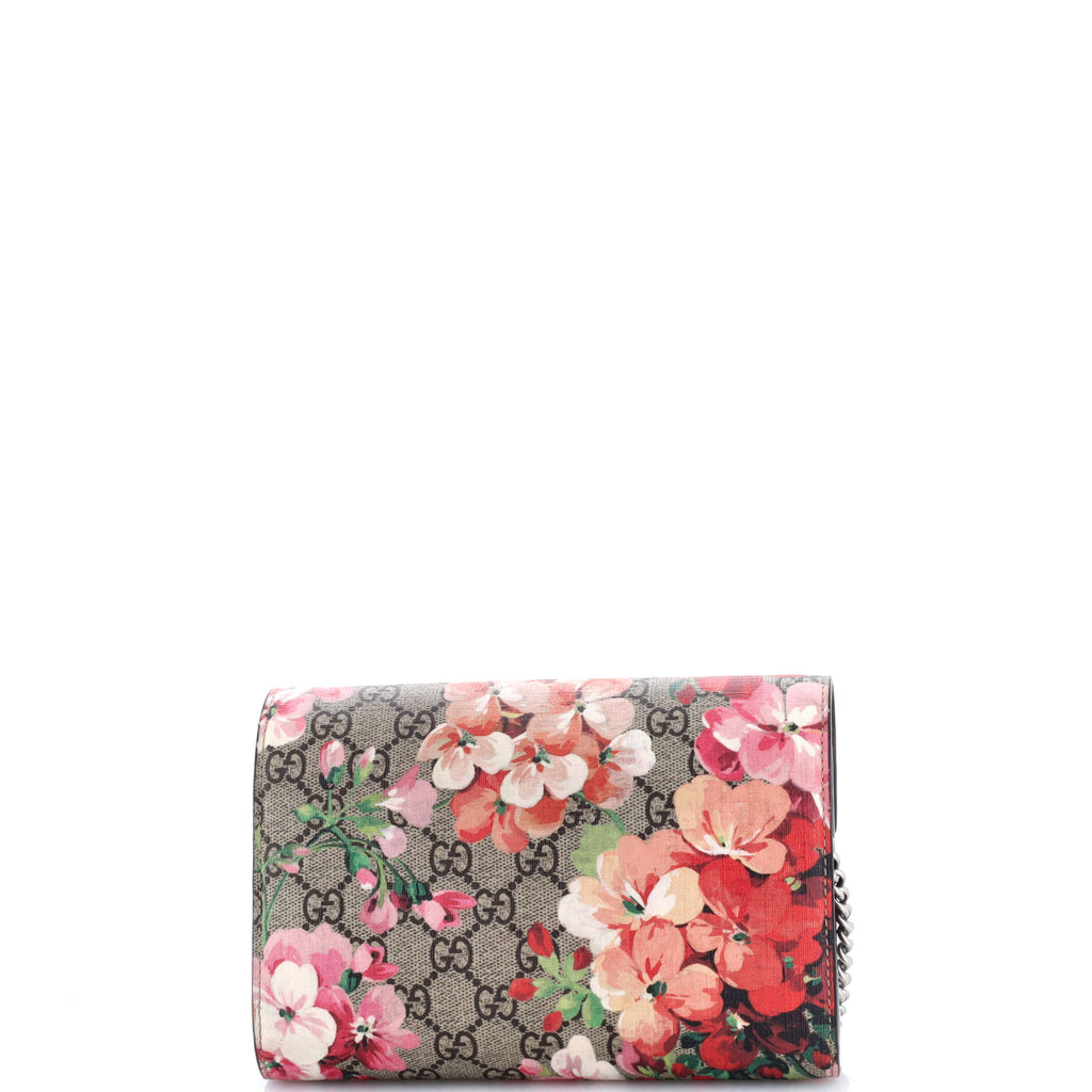 Dionysus Chain Wallet Blooms Print GG Coated Canvas Small
