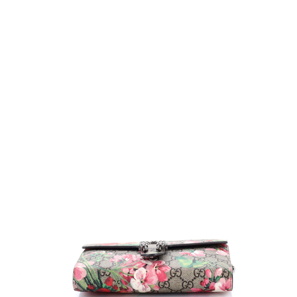 Dionysus Chain Wallet Blooms Print GG Coated Canvas Small