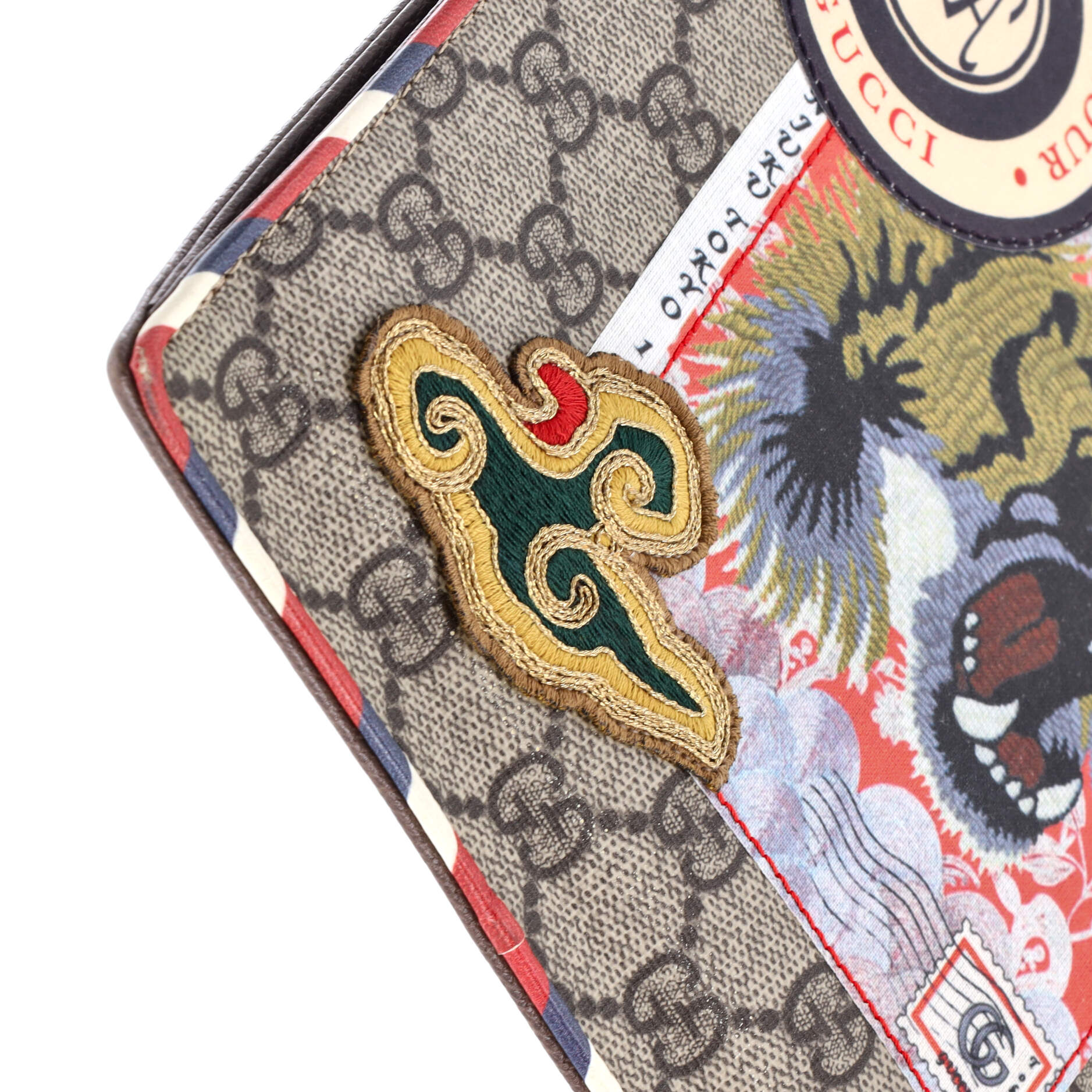 Courrier Pouch GG Coated Canvas with Applique