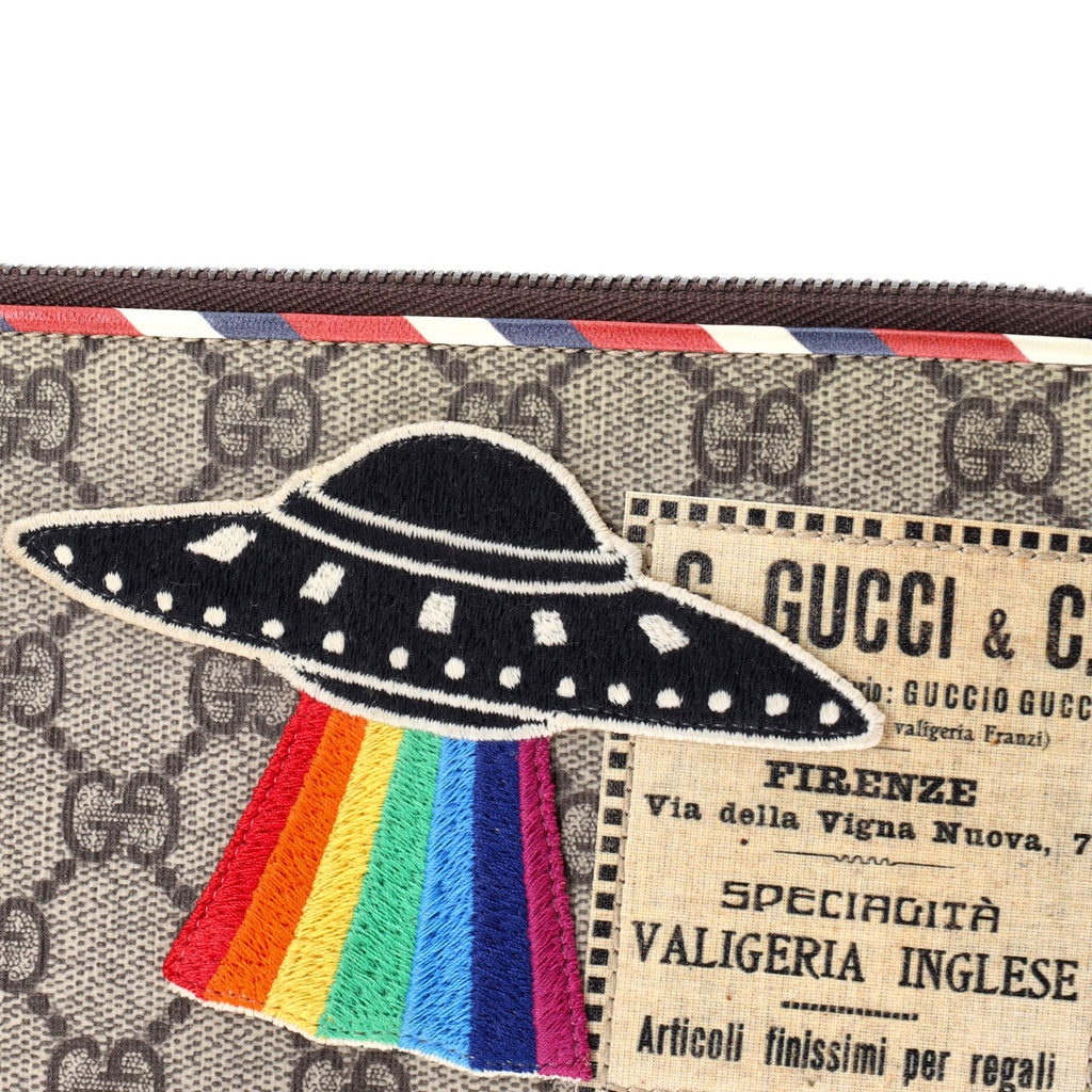 Courrier Pouch GG Coated Canvas with Applique